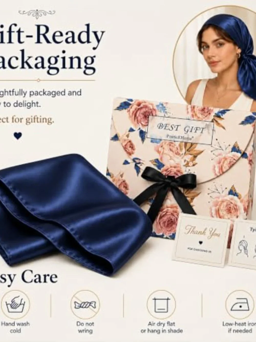 35x35 Pure Mulberry Silk Head Scarf - Anti-Frizz Sleep Wrap Hair Growth Bandana